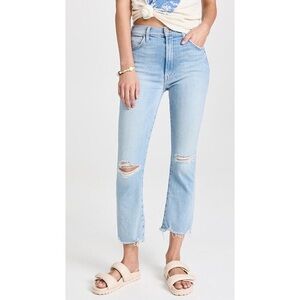new Mother the Hustler ankle fray chew in petal plucker light wash